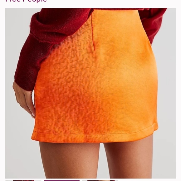 Free People Blaze Orange All The Way Satin Mini Skirt summer classic casual - Picture 2 of 7